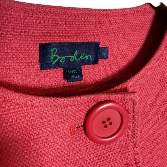 Boden Pink Textured Cotton Button-Up Coat Size L - Picture 5 of 7